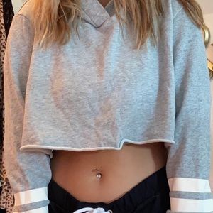 Grey Long sleeve Cropped Sweatshirt